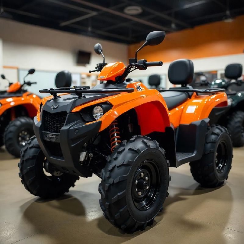 Orange ATV from ATV Rental Paros ready for an exciting journey across Paros